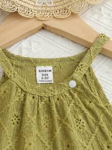 SHEIN 女婴休闲度假针织连衣裙，适合旅行 - 綠色 - 查看 4