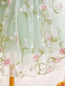 SHEIN Glamorique Kids 花童、生日派对、婚礼、节日礼服、女童公主裙、幸运大蝴蝶结、花卉网纱蓬蓬裙、参加派对或特殊场合、华丽连衣裙、可爱、美丽、四季皆宜、复活节、夏季、优雅派对礼服 - 綠色 - 查看 6