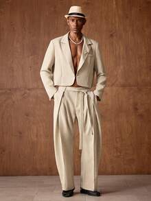 AKNOTIC Business Casual HIMLAND 男士休閒商務缺口領單排扣西裝外套與長褲套裝，男士黑色 2 件式修身西裝，適合婚禮賓客，輕量夏季目的地婚禮新郎西裝套裝，老錢風優雅休閒黑色西裝外套與長褲，輕鬆義式風格單排扣男士西裝，經典黑色西裝套裝搭配樂福鞋穿搭，百搭商務休閒抗皺正裝西裝，男士 2 件式西裝套裝，男士輕鬆修身黑色 2 件式套裝，男士 2 件式西裝套裝，黑色修身西裝，新郎西裝，男士婚禮賓客穿搭，日常正裝西裝，商務休閒西裝，面試西裝，度假，父親節禮物 - 杏色 - 查看 4