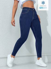 Flexra Plus Size Women Casual Vacation Stretch Slim Fit Black Jeans - Medium Wash - View 3