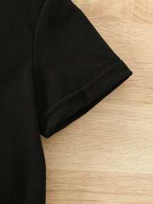 SHEIN Young BoyBasic Short Sleeve T-Shirt + Black Shorts Set - Multi-Color - Black - View 4