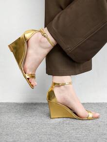 CUCCOO BIZCHIC Giày nữ mũi tròn đế xuồng quai vàng, sandal đế xuồng thời trang nữ, kiểu dáng đơn giản, thoải mái hàng ngày, giày công sở, giày nữ. - Vàng - Xem 5