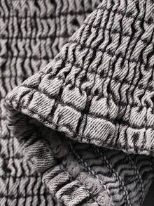 DAZY Women's Casual Strapless Oblique Shoulder Strapless Sexy Denim Crop Top, Summer - Grey - View 7