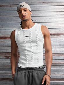 AXEPEAK Débardeur col rond décoré de métal texturé, style décontracté pour l'été - Blanc - Voir 7