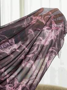 Modelyn Conjunto de vestido de 2 piezas de talla grande para mujer con cintura fruncida, estampado floral diminuto y malla elegante y entallada - Multicolor - Ver 8