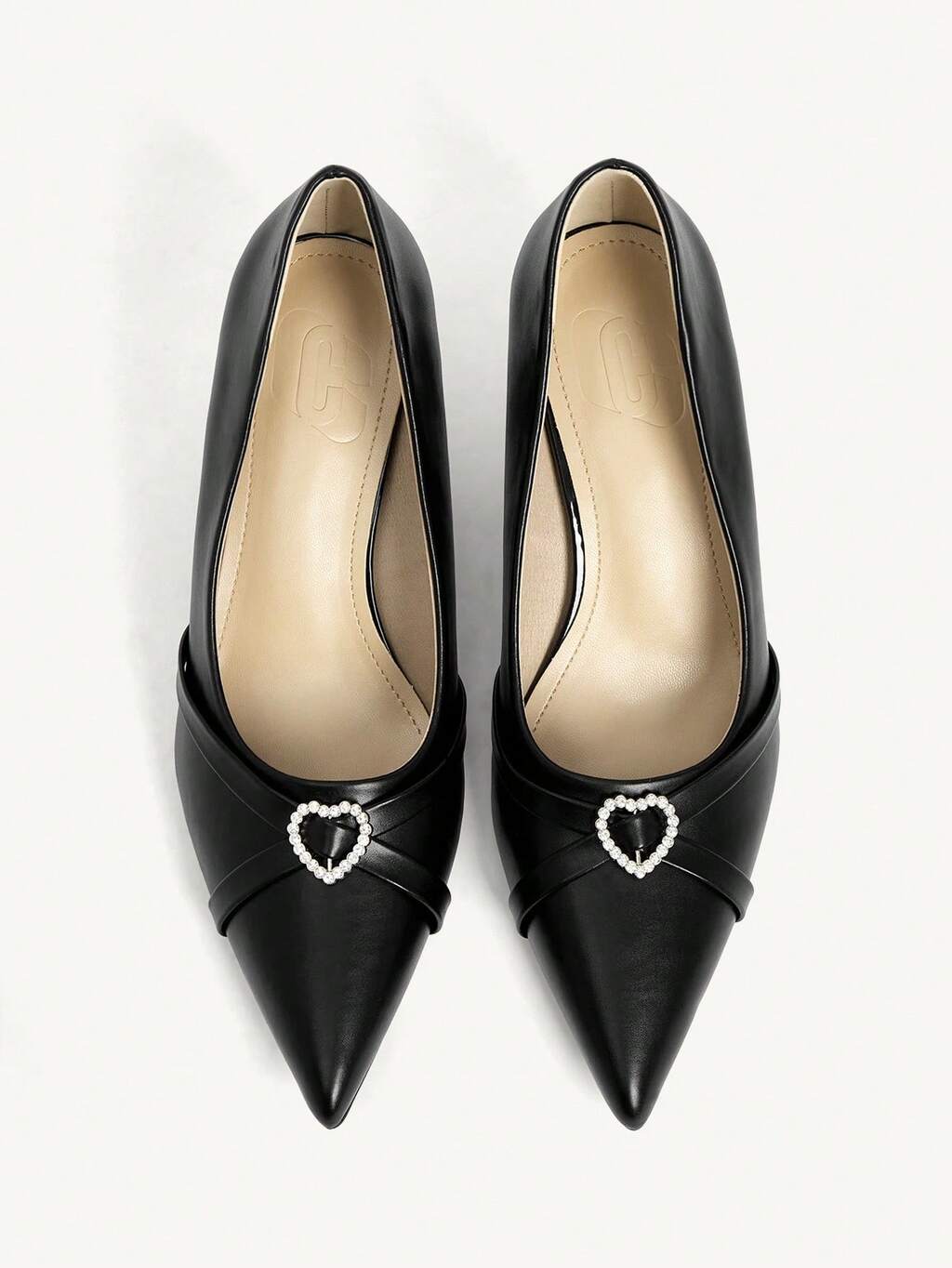 CUCCOO CHICEST Women Shoes Summer And Summer. New Pointed Thin Heel High Heel Romantic And Elegant Black PU With Love Point Rhinestone Buckle Women's High Heel Shoes Dress Shoes Bridal Shoes Wine Ceremony Season Collection For Valentine's Day Elegant And Versatile Wedding Shoes Summer Shoes Bride Shoes