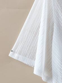 Linhara Áo khoác đi biển tay voan ren lưới thanh lịch dành cho nữ cỡ lớn - trắng - Xem 5