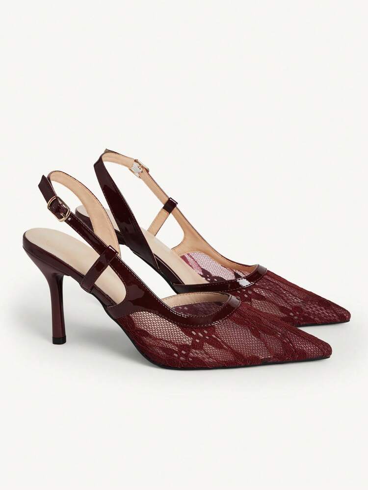 CUCCOO CHICEST Women Shoes Classic Simple Fashion Mesh Stitching Women's High Heels Shoes Pointed Stiletto Romantic Elegance Elegant Simple Sexy Women's High Heels Shoes Slingbacks Dress Shoes Dating Afternoon Tea Party Valentine's Day Elegant And Sexy Wear Elegant Shoes Wedding Shoes Summer Shoes Bride Shoes