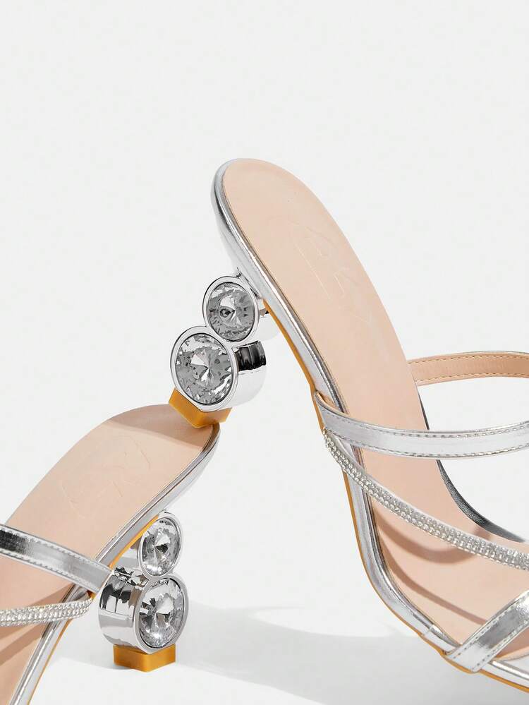 CUCCOO TILAWA Women Shoes Classic Simple, Fashionable Women's High-Heeled Sandals Strap Combination Big Shiny Rhinestone Heterosexual High-Heeled Sandals Dating Afternoon Tea Banquet Party Sexy Wear