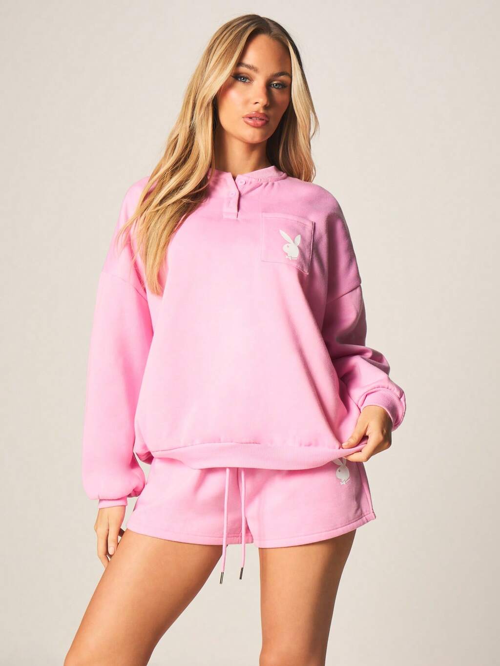 Missguided x Playboy Sudadera extragrande de cuello redondo con logotipo