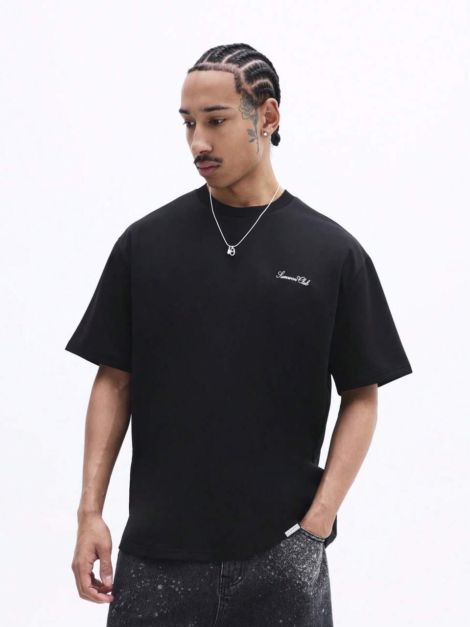 SUMWON T-shirt oversize à col rond et manches courtes avec imprimé New York et graphiques 1994 pour un style casual streetwear