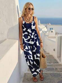 EMERY ROSE Women's Casual Jumpsuit, Fashionable & Versatile, Spring/Summer - Blue - View 4