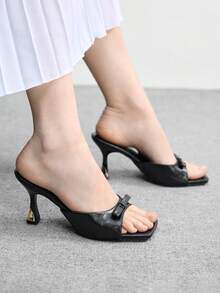 CUCCOO BIZCHIC Women's Black Square Toe High Heel Sandals, Outdoor Thick Sole Non-Slip Casual Beach Slippers, Spring/Summer Summer Shoes - Black - View 4
