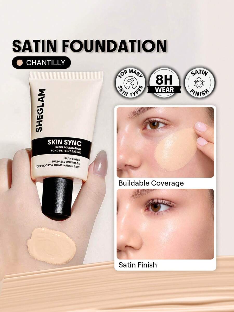 SHEGLAM Skin Sync Satin Kem NềN-Chantilly ThươNg HiệU LàM đẹP Trang đIểM Mỹ PhẩM Cho Phụ Nữ Và Cô GáI HoàN HảO Cho MùA Hè MùA XuâN Lý TưởNg Cho Y2K ThờI Trang Sang TrọNg Phù HợP Cho Sinh NhậT NgàY CủA Mẹ Quà TặNg TiệC SẵN SàNg MàU SắC TốT NhấT - Chantilly - Xem 1