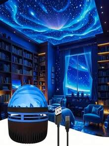 1PC Aurora LED Projector Light, USB Starry Sky Projection Lamp With Remote Control, Suitable For Bedroom, Living Room, Office, Party, Home, Holiday, Birthday, Ceiling And Wall Decor - Multicolor - View 6