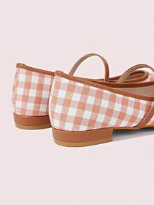CUCCOO DOLLMOD Sepatu Mary Jane Wanita Motif Kotak-kotak Cokelat Muda, Ujung Persegi Datar, Sepatu Hak Rendah yang Lucu dengan Gaya Kampus, Cocok untuk Musim Semi, Paskah, Natal - Coklat Berkarat A - View 10