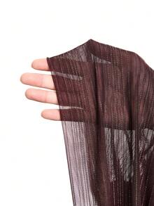 LYSMO Plus Size Burgundy Autumn Classy Night Out Club Sequin Hooded Semi-Sheer Mesh Dress For Women,See Through Long Sleeve One Shoulder Bodycon Party Dress - Brown - View 13
