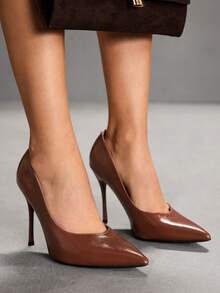 CUCCOO SZL Women's Casual Fashionable Simple Ankle Strap Pointed Toe High Heels, Summer - Mia dark brown - View 7