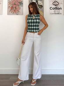 Siren Gaze 女士休闲格子荷叶边吊带背心，夏季 - 彩色 - 查看 4