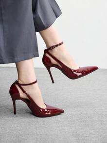 CUCCOO BIZCHIC Sexy Strap High Heel Shoes, Versatile For Party And Daily Wear, Comfortable And Non-Fatiguing Spring Shoes - Burgundy - View 1