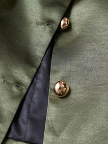 Aveloria EMERY ROSE Elegante completo da donna composto da blusa in raso lucido con maniche a palloncino e bottoni in metallo, abbinata a pantaloni a gamba dritta, adatto per l'ufficio e lo stile di vita metropolitano - Verde militare - Visualizzare 7