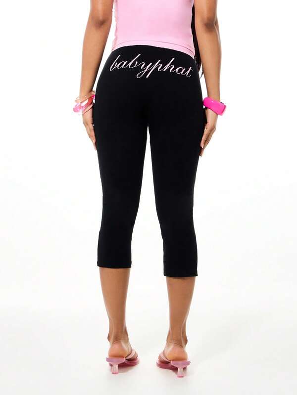 BABYPHAT Women's Letter Print Casual Versatile Daily Wear Leggings