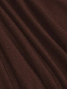 Lyrianda 大码休闲纯色不对称下摆半身裙 - 棕色 - 查看 3