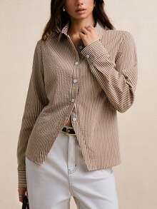 Poéselle 女士休闲通勤条纹露背系带衬衫 - 彩色 - 查看 7