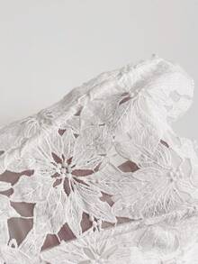 Soleia Áo corset ren nhiều lớp không dây gợi cảm, áo khoét rỗng thêu họa tiết, thích hợp cho hộp đêm dành cho nữ. - trắng - Xem 6