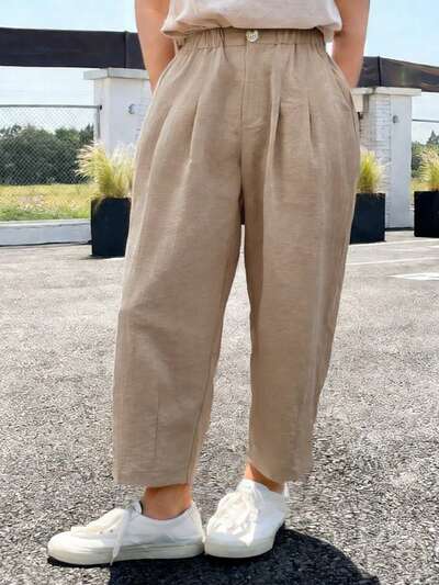 Dazy Plus Damskie spodnie haremowe z elastyczną talią i swobodnym krojem, idealne do dojazdów do pracy