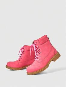 OUTDOORSY Giày bốt cổ thấp buộc dây dành cho nữ, kiểu dáng thường ngày, đa năng. - Màu Hồng  San hô - Xem 2