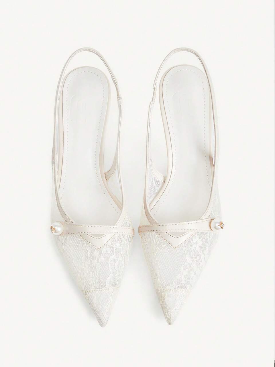 CUCCOO CHICEST Women Shoes Pointed Stiletto Beige Lace Mesh Faux Pearl Sexy Fashion Elegant With Skirt Daily Versatile Banquet Party Ladies High Heel Shoes Slingback Slingback Shoes Wedding Shoes Spring Shoes Bride Shoes