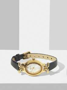 MOTF PREMIUM 女士镶金椭圆形石英表 - 黑色 - 查看 4