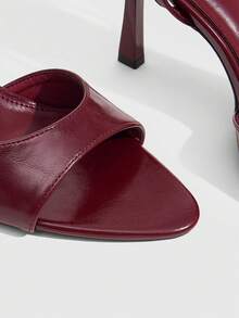 CUCCOO SZL Sandal Hak Tinggi Minimalis Wanita Warna Maroon yang Dapat Diatur, Untuk Pemakaian Sehari-hari Kasual, Sepatu Musim Semi, Liburan Musim Semi, Paskah, Pesta Prom, Natal, Hari Valentine - 7801 merah anggur - View 5