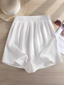 GlowEve 女士弹力腰带印花休闲百搭短裤 - 白色 - 查看 2