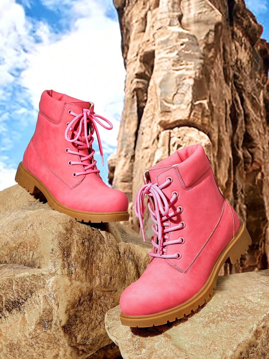 OUTDOORSY Giày bốt cổ thấp buộc dây dành cho nữ, kiểu dáng thường ngày, đa năng. - Màu Hồng  San hô - Xem 1