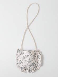 SHEIN 女童可爱花朵蝴蝶结蕾丝荷叶边连衣裙，适合日常外出、旅行和度假 - 彩色 - 查看 4
