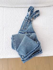 Quần yếm denim xanh nhạt dáng rộng cho bé trai, thích hợp cho mùa hè. - Rửa nhẹ - Xem 6