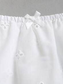 Sweetra Quần culottes nữ thiết kế mới, thanh lịch, gợi cảm, ôm sát, thêu tinh tế, đa năng, thoải mái, thích hợp cho kỳ nghỉ xuân/hè. - trắng - Xem 5