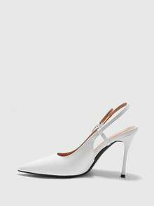 CUCCOO BIZCHIC Zapatos de tacón alto con decoración de tirante y lazo para mujer, color vino tinto, zapatos de primavera para vacaciones de primavera, Pascua y Navidad - PU blanco - Ver 10