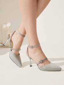 CUCCOO CHICEST Women's Fashionable Elegant Commuter Buckle High Heels - Grey - View 6