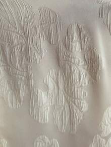 Vibekara Spring, Summer, Fall Women's Elegant Vacation Outfit: Crinkle Acetate Linen Blend Tie-Waist Puff Sleeve Blouse Paired With Textured Jacquard Split Maxi Skirt 2-Piece Set, Suitable For Parties And Celebrations - Apricot - View 4