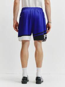 TOKVUE Men's Two Pieces Hip Hop Shorts Set,Dark Blue Summer Streetwear City Break Graphic Print Geometric Drawstring Basketball Sports Casual - Blue - View 2