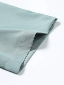 Manfinity Homme Plain Regular Shoulder Casual Front Button Short Sleeve Shirt - Gray green - View 4