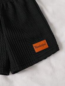 SHEIN Conjunto de 2 peças para bebê menino/menina, com estampa minimalista e fofa de letras. Camiseta de manga curta e shorts. - Multicolorido - Ver 7