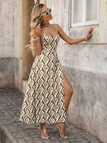 xheBrillora Vestido casual de vacaciones con estampado para mujerxhe - Marrón - Ver 5