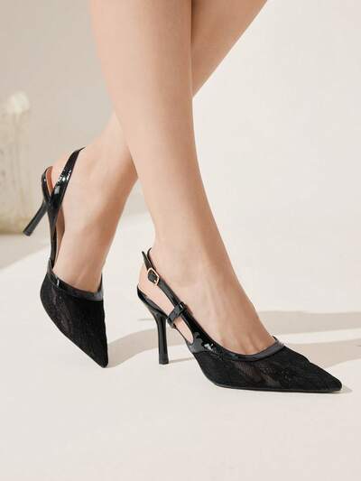 CUCCOO CHICEST Women Shoes Classic Simple Fashion Mesh Stitching Women's High Heels Shoes Pointed Stiletto Romantic Elegance Elegant Simple Sexy Women's High Heels Shoes Slingbacks Dress Shoes Dating Afternoon Tea Party Valentine's Day Elegant And Sexy Wear Elegant Shoes Wedding Shoes Summer Shoes Bride Shoes