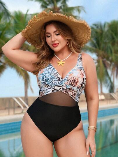 Swim Lushoire 2026 Plus Size Women's Tummy Control Mesh Patchwork Slimming V-Neck Padded Leopard Print Modest Swimsuit For Beach Vacation Bodysuit Plus Size Swimsuit Plus Size Beach Plus Size Summer Plus Size Z65c7 Code Clothes For Ladies Discount Zebra Print Outfit Women Zip Swimsuit Zoo Outfits Women Women's Plus Size Swimwear Women's Swimsuits Tummy Control Women's Swimsuits Women's Bathing Suit Beach Coords Plus Size Plus Size Swimwear For Large Bust One Piece Plus Size Swimwear Plus Bathing Suits For Women B