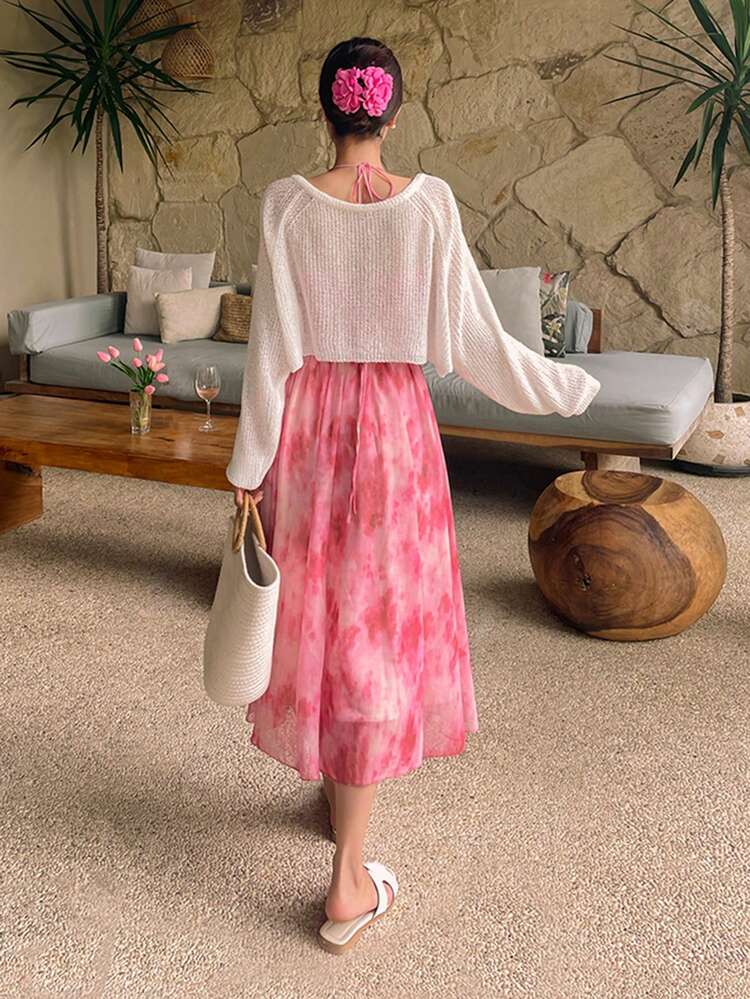 Loose Short Sheer Tie-Front Cardigan For Women