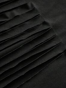 ROMWE Grunge Punk Summer Music Festival Sexy Asymmetric Neck Asymmetrical Ripped Design Loose T-Shirt For Plus Size Women, Reversible - Black - View 10